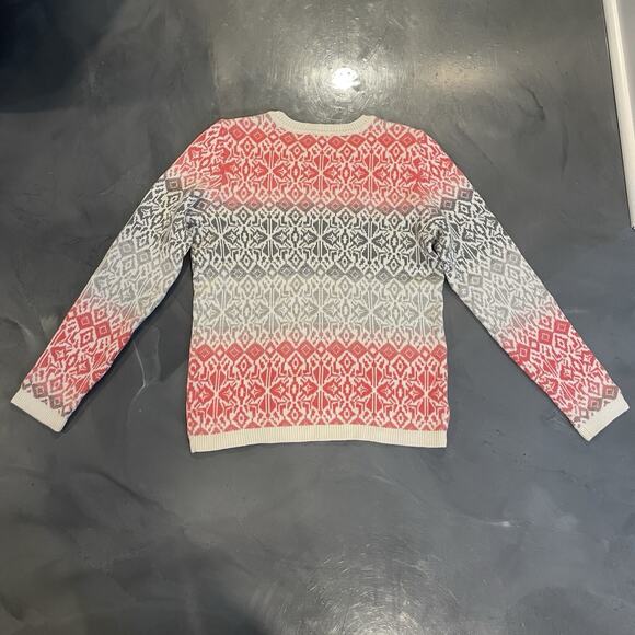 Talbots Fair Isle Sweater Women's M Lambswool Crewneck Nordic Alpine Red Gray - Picture 6 of 6